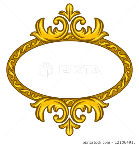 Floral frame in baroque style. Decorative curling plant. 121064913