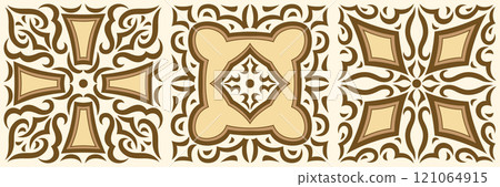 Arabic ceramic tile. Traditional eastern decorative talavera. 121064915