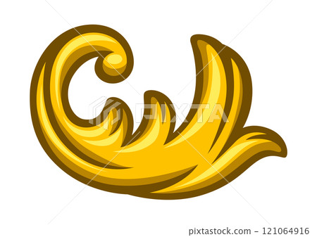 Floral element in baroque style. Decorative curling plant. 121064916