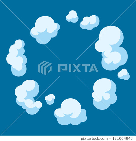Cartoon illustration of smoke. Comic image of steam, cloud or fog. 121064943