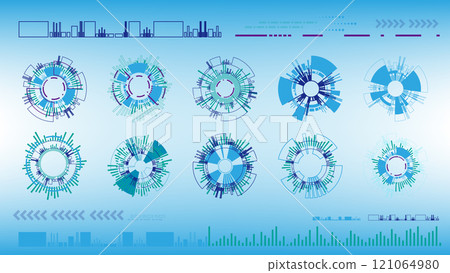 Abstract technology righ circle in blue and green. 121064980