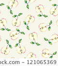 Watercolor seamless pattern apples on a color background. 121065369