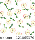 Watercolor seamless pattern apples on a color background. 121065370