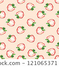 Seamless pattern with watercolor fresh strawberry. Hand drawn watercolor illustration. 121065371