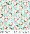 Seamless pattern with watercolor fresh strawberry. Hand drawn watercolor illustration. 121065373