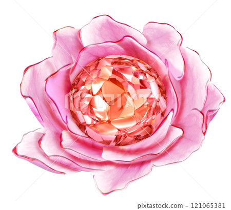 Pink flower with pink diamond isolated on white background. Clipping Path Pink flower with pink diamond isolated on white background. Clipping Path 121065381