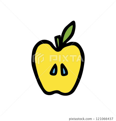 Apple doodle icon or logo, hand drawn with thin line 121066437
