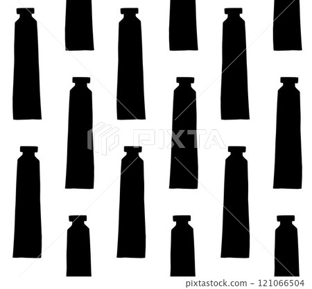 Vector seamless pattern of paint tube silhouette Vector seamless pattern of paint tube silhouette 121066504