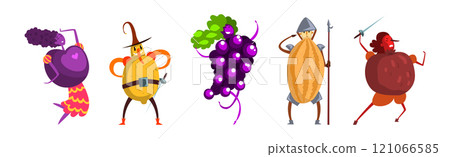 Man and Woman Character in Fruit Costume and Dress Vector Set Man and Woman Character in Fruit Costume and Dress Vector Set 121066585