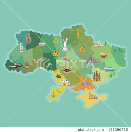 Stylized map of Ukraine. 121066716