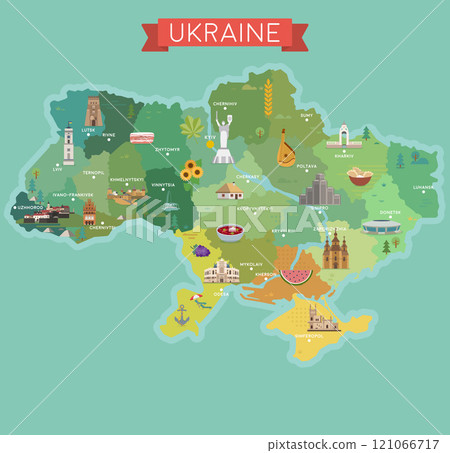 Stylized map of Ukraine. 121066717