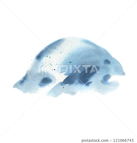 Snow big snowdrift, textured, volumetric white with blue colors. Winter, forest watercolor illustration drawn by hand. Separate element isolated from background for landscape designer and arrangements 121066743