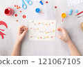 Garland painted with ear sticks kids paper craft ideas for kindergarten Christmas time 121067105