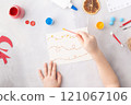 Garland painted with ear sticks kids paper craft ideas for kindergarten Christmas time 121067106
