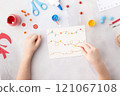 Garland painted with ear sticks kids paper craft ideas for kindergarten Christmas time 121067108