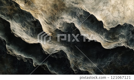 Dark and gold abstract stone texture creating wavy pattern 121067121