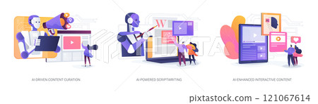 AI content creation tools abstract concept vector illustrations. 121067614