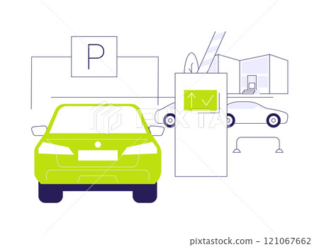 Parking entry station abstract concept vector illustration. 121067662