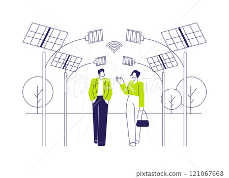 Smart city street lighting abstract concept vector illustration. Smart city street lighting abstract concept vector illustration. 121067668