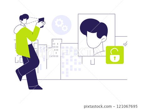 Facial recognition abstract concept vector illustration. Facial recognition abstract concept vector illustration. 121067695