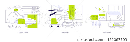 Timber harvesting abstract concept vector illustrations. Timber harvesting abstract concept vector illustrations. 121067703
