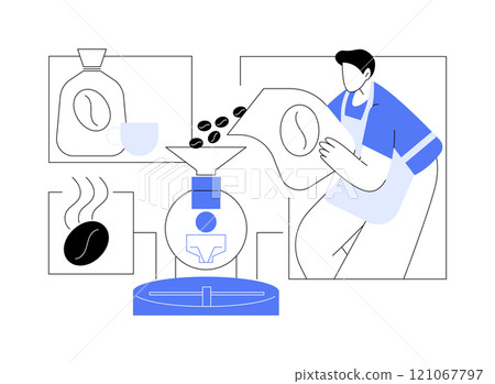 Coffee roastery isolated cartoon vector illustrations. Coffee roastery isolated cartoon vector illustrations. 121067797