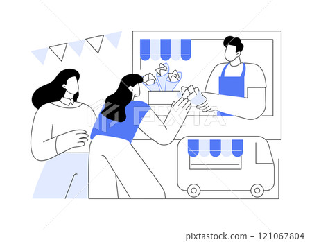 Sell delicious snacks isolated cartoon vector illustrations. Sell delicious snacks isolated cartoon vector illustrations. 121067804