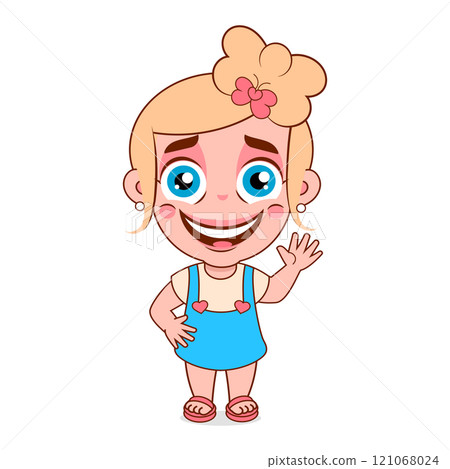 little kid holding name tag and happy little kid holding name tag and happy 121068024