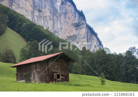 Lauterbrunnen Valley and Swiss Alps Switzerland. Lauterbrunnen Valley and Swiss Alps Switzerland. 121068161