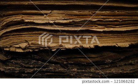 Old Books In Antique Shop Or Abandoned Library. Macro Footage. Bookstore  121068282