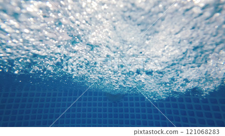 Transparent Water With Bubbles Movement From Filtration In Swimming Pool Transparent Water With Bubbles Movement From Filtration In Swimming Pool 121068283