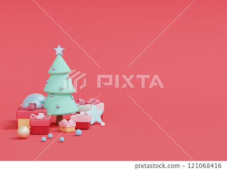 Christmas postcard template, 3d render 121068416