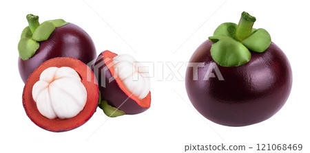 ripe mangosteen isolated on white background closeup ripe mangosteen isolated on white background closeup 121068469