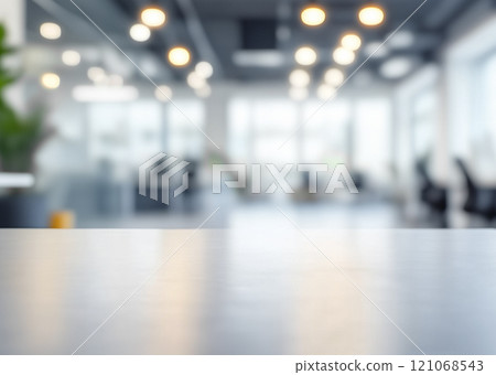 Blurred bright business office background with copy space. Perfect material for your design 121068543