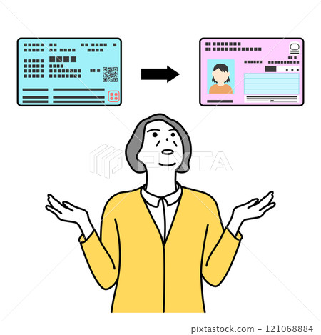 一位老年婦女考慮轉用未成年人保險卡的插圖 121068884