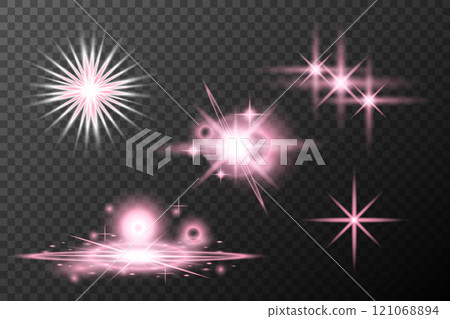 Set light effect Pink isolated flare explosion shiny dust line solar flare star spark neon light holidays festival, vector element Set light effect Pink isolated flare explosion shiny dust line solar flare star spark neon light holidays festival, vector element 121068894
