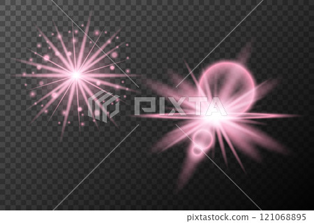 Set light effect Pink isolated flare explosion shiny dust line solar flare star spark neon light holidays festival, vector element Set light effect Pink isolated flare explosion shiny dust line solar flare star spark neon light holidays festival, vector element 121068895
