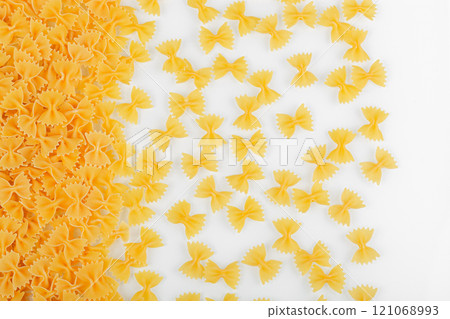 Different types and shapes of dry italian pasta Different types and shapes of dry italian pasta 121068993