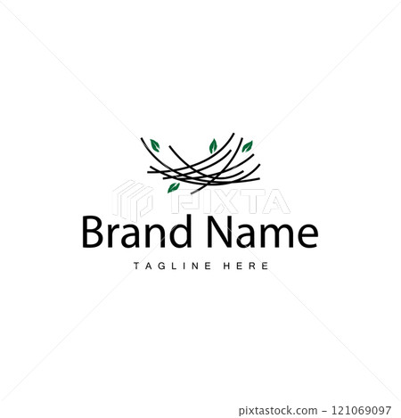 Bird's Nest Logo, Simple Bird House Illustration Templet Design Vector 121069097