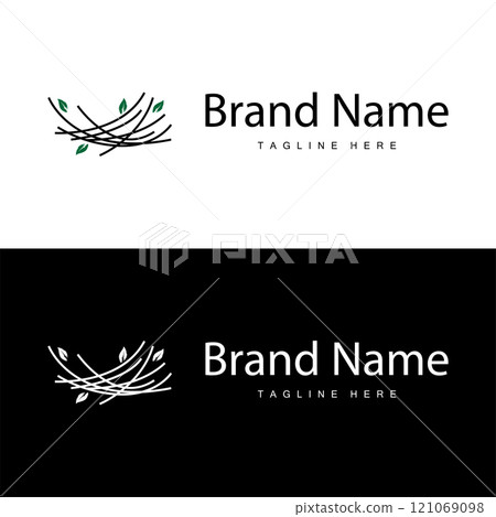 Bird's Nest Logo, Simple Bird House Illustration Templet Design Vector Bird's Nest Logo, Simple Bird House Illustration Templet Design Vector 121069098