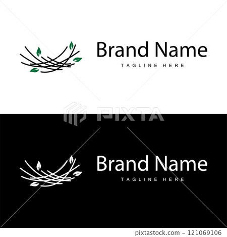 Bird's Nest Logo, Simple Bird House Illustration Templet Design Vector 121069106