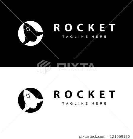 Rocket logo simple design silhouette brand space vehicle minimalist illustration template 121069120