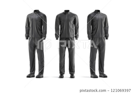 Blank black sport team uniform mockup, front and side view Blank black sport team uniform mockup, front and side view 121069397