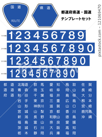 47 prefectures, national highways, and prefectural roads template set 121069470