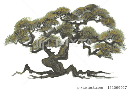 松樹盆景手繪畫筆插圖 松樹盆景手繪畫筆插圖 121069927