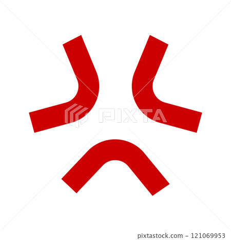 Red cross popping veins symbol. Anger or irritation effect icon in anime or manga style cartoons. Angry emotion comic sign isolated on white background. Manpu pictogram. Vector illustration 121069953