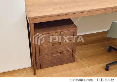This is a beautifully designed modern wooden desk that comes with a stylish storage unit 121070036