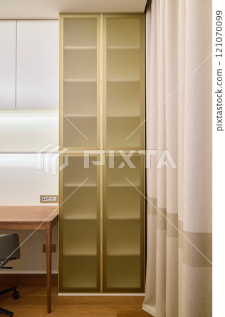 This modern home office shelving unit features an elegant design that enhances your workspace This modern home office shelving unit features an elegant design that enhances your workspace 121070099