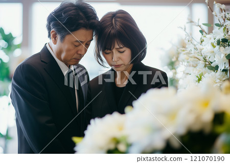 Japanese funeral attendees Japanese funeral attendees 121070190