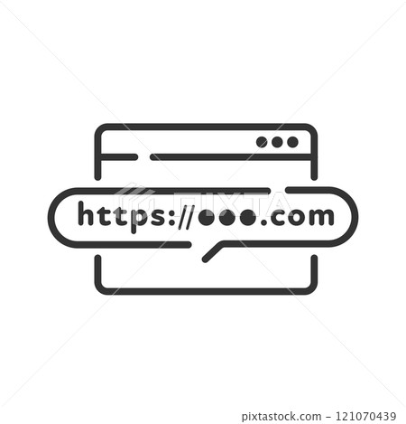 Home page and domain/URL vector icon (line drawing, black and white) 121070439